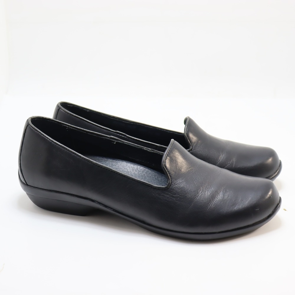 Dansko Leather Loafers 39 Black Women Office Minimalist Comfort